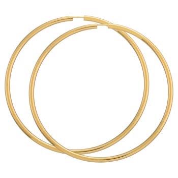 BNH Dame Blanke Forgyldt Sterling Sølv Øre Creoler, Ø 80 mm x 3,0 mm